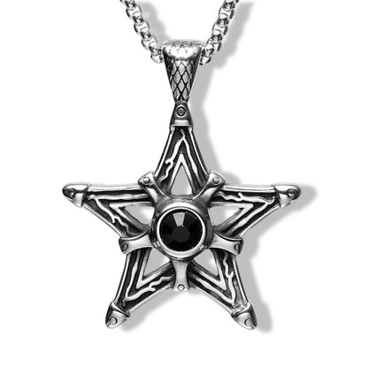 Six Pointed Black Gem Pentagram