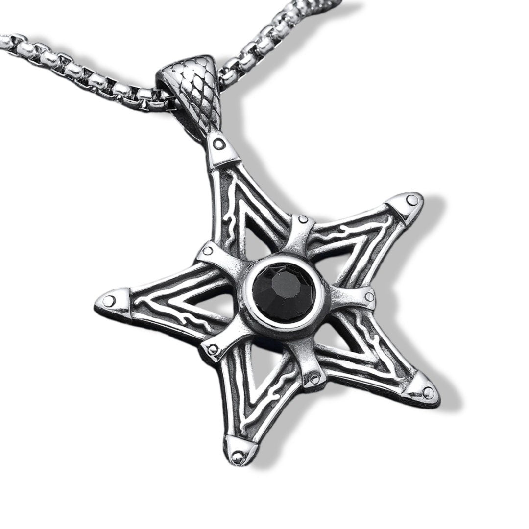 Six Pointed Black Gem Pentagram