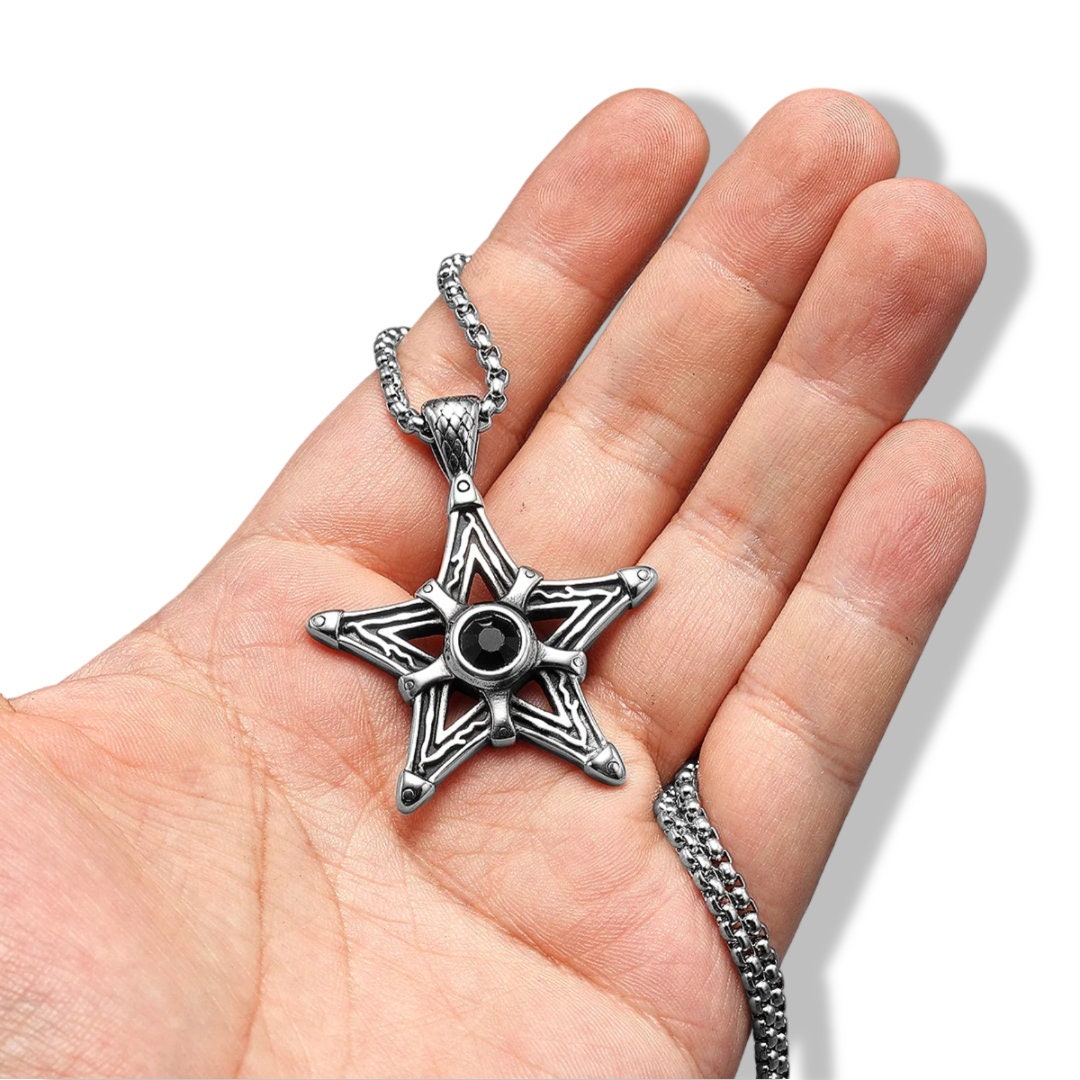 Six Pointed Black Gem Pentagram