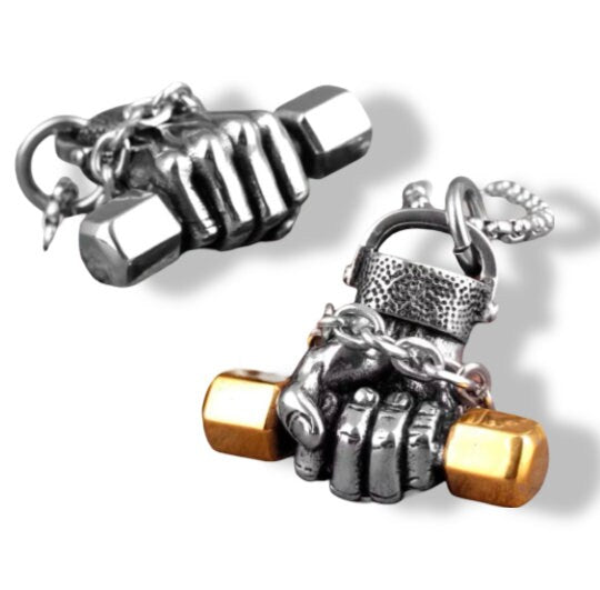 Dumbbell fist charm